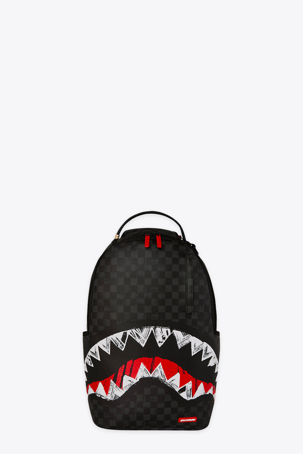 alt-image__Zaino-in-pvc-a-scacchi-nero-con-bocca-shark---Scribble-Shark-Backpack