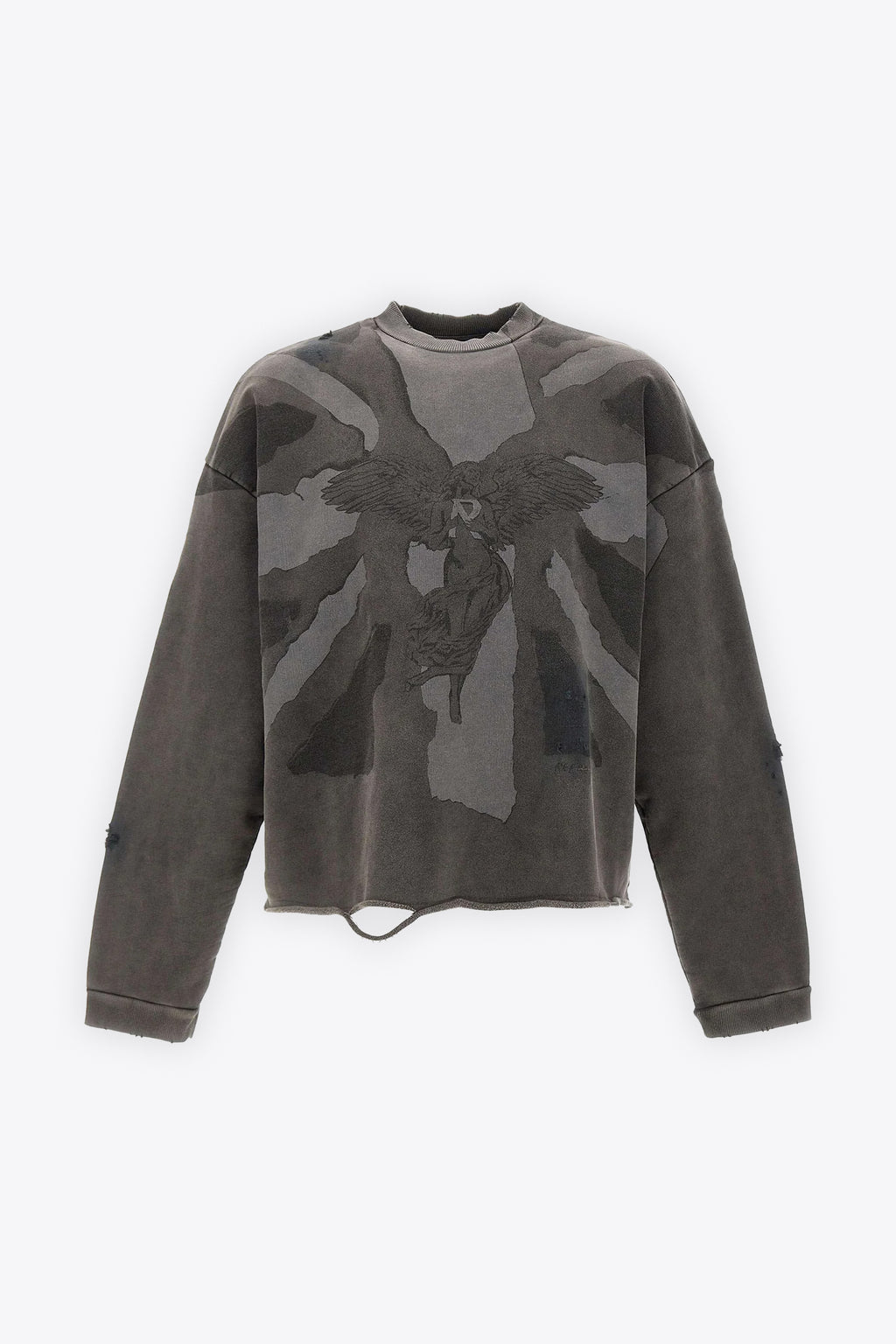 alt-image__Felpa-grigia-boxy-fit-con-fondo-a-taglio-vivo-e-stampa---Flag-Sweat