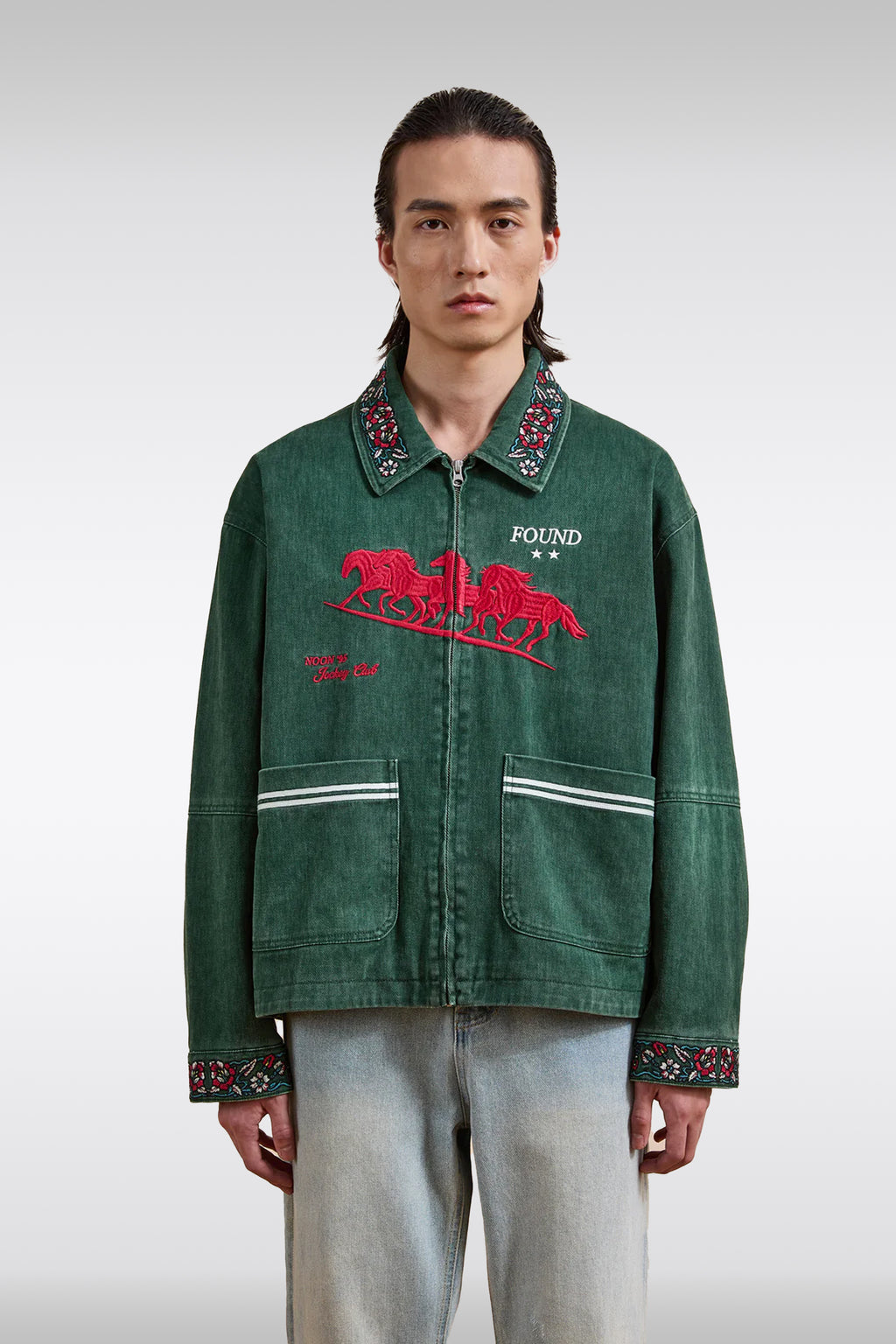 alt-image__Giacca-verde-in-twill-lavato-con-ricamo-floreale---Jockey-Club-Embroideres-Work-Jacket