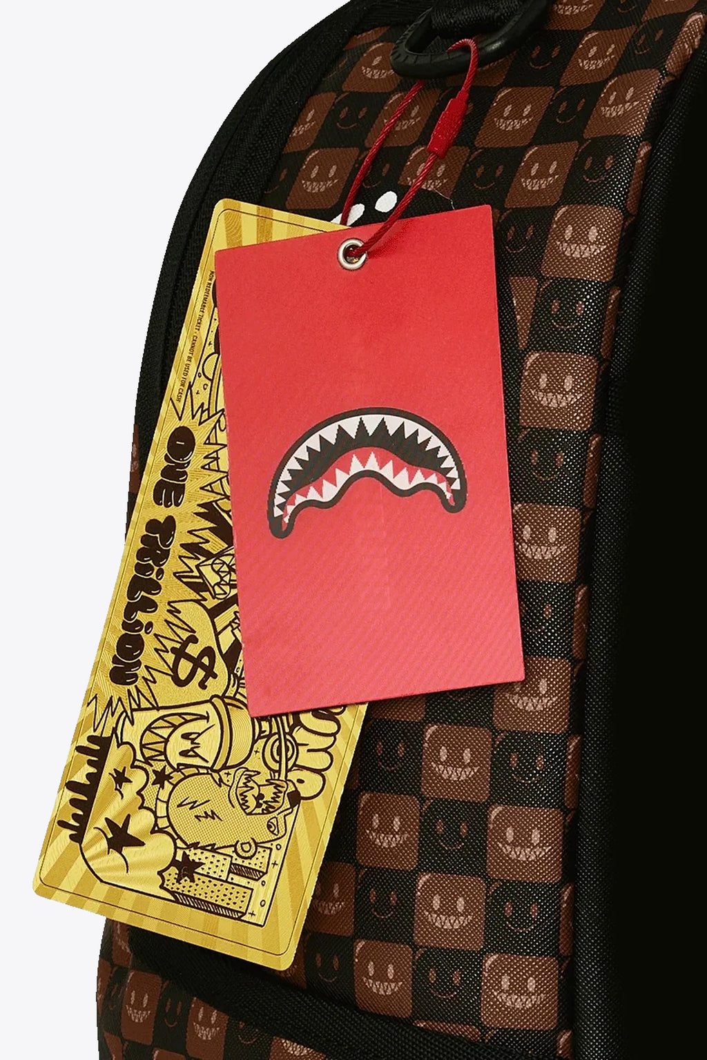 alt-image__Zaino-in-pvc-marrone-a-scacchi-con-smiles-e-bocca-shark----Shark-in-Paris-WTF-Bubbly-Brownj-Check-Backpack