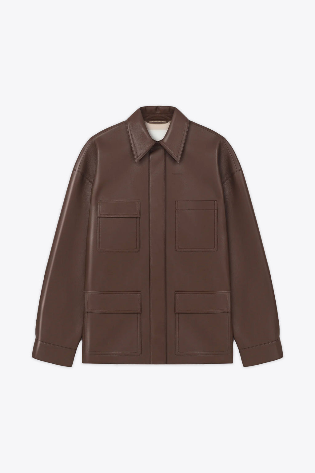 alt-image__Mocha-brown-faux-leather-overshirt---Chasin