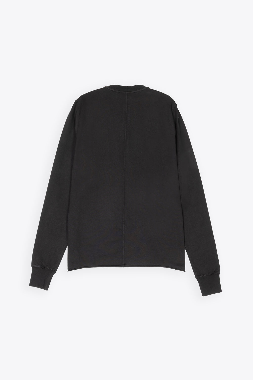 alt-image__Felpa-nera-leggera-in-cotone-con-fondo-a-taglio-vivo---Crewneck-Sweat