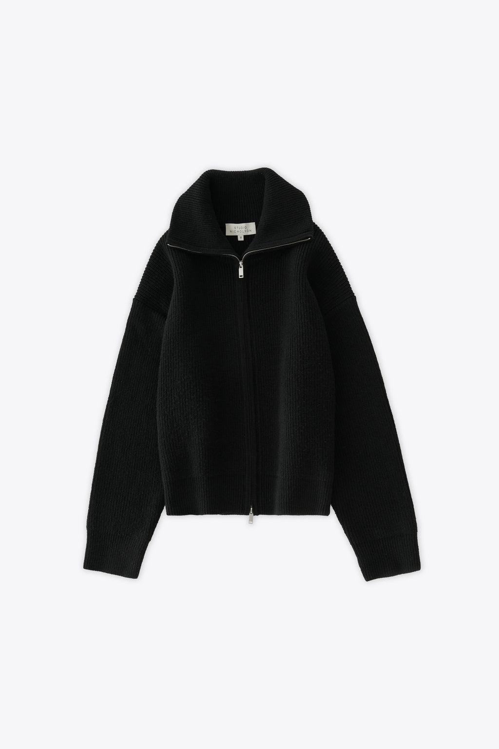 alt-image__Black-ribbed-wool-boxy-fit-cardigan-with-zip-fastening---Sandos
