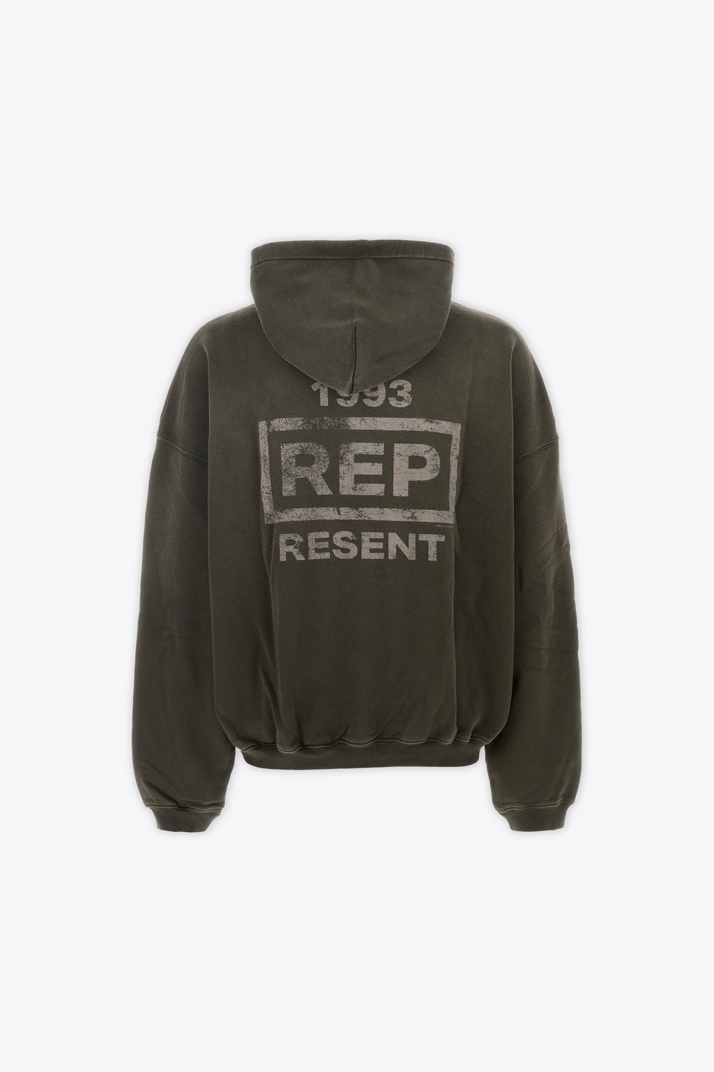 alt-image__Felpa-in-cotone-grigio-dall'effetto-vintage-con-cappuccio-e-logo---Resent-Hoodie