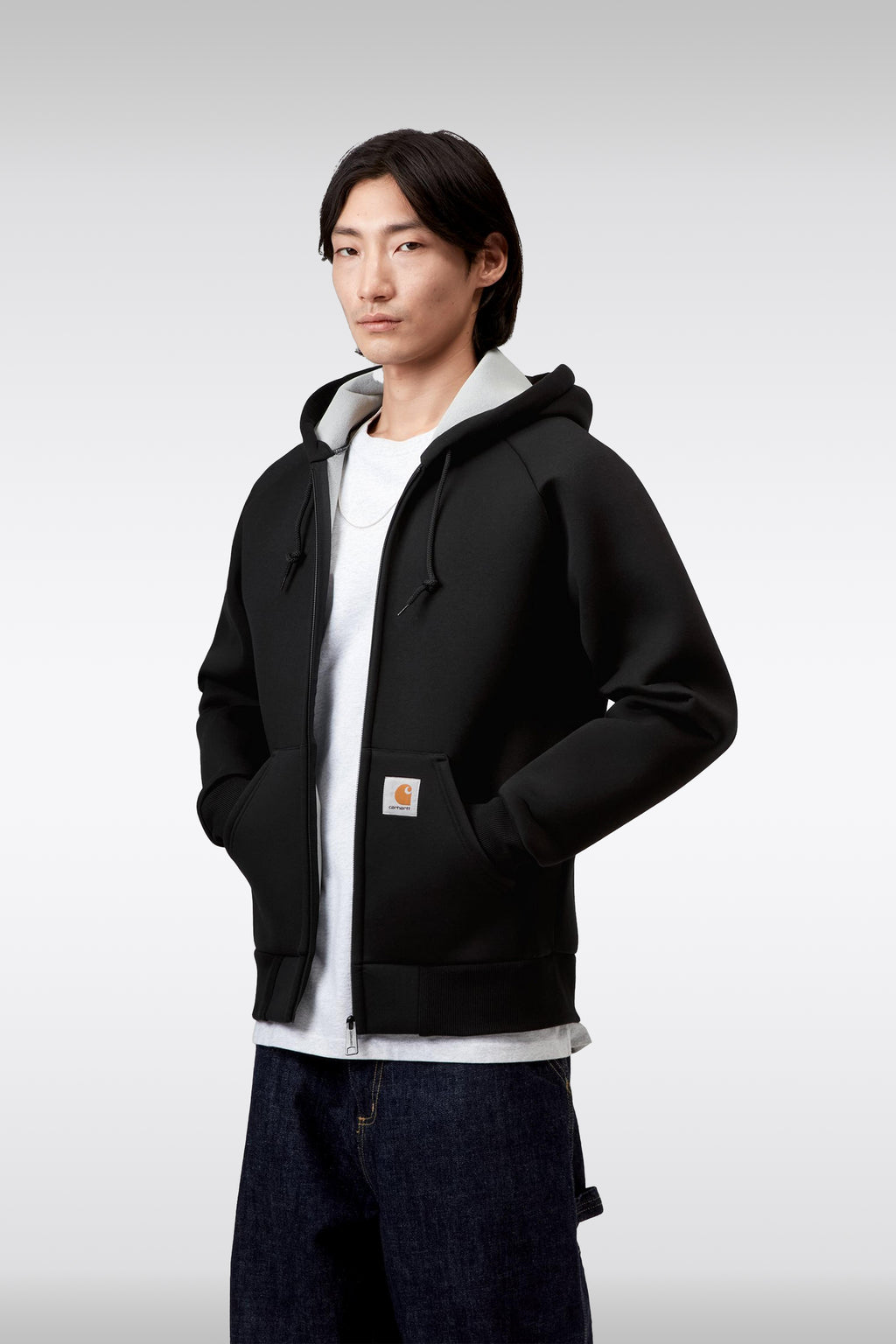 alt-image__Felpa-nera-in-neoprene-con-cappuccio---Car-Lux-Hooded-Jacket