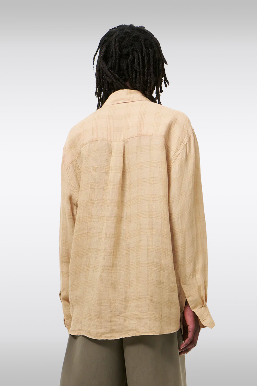 alt-image__Camicia-in-lino-beige-a-quadri-con-maniche-lunghe---Above-Shirt