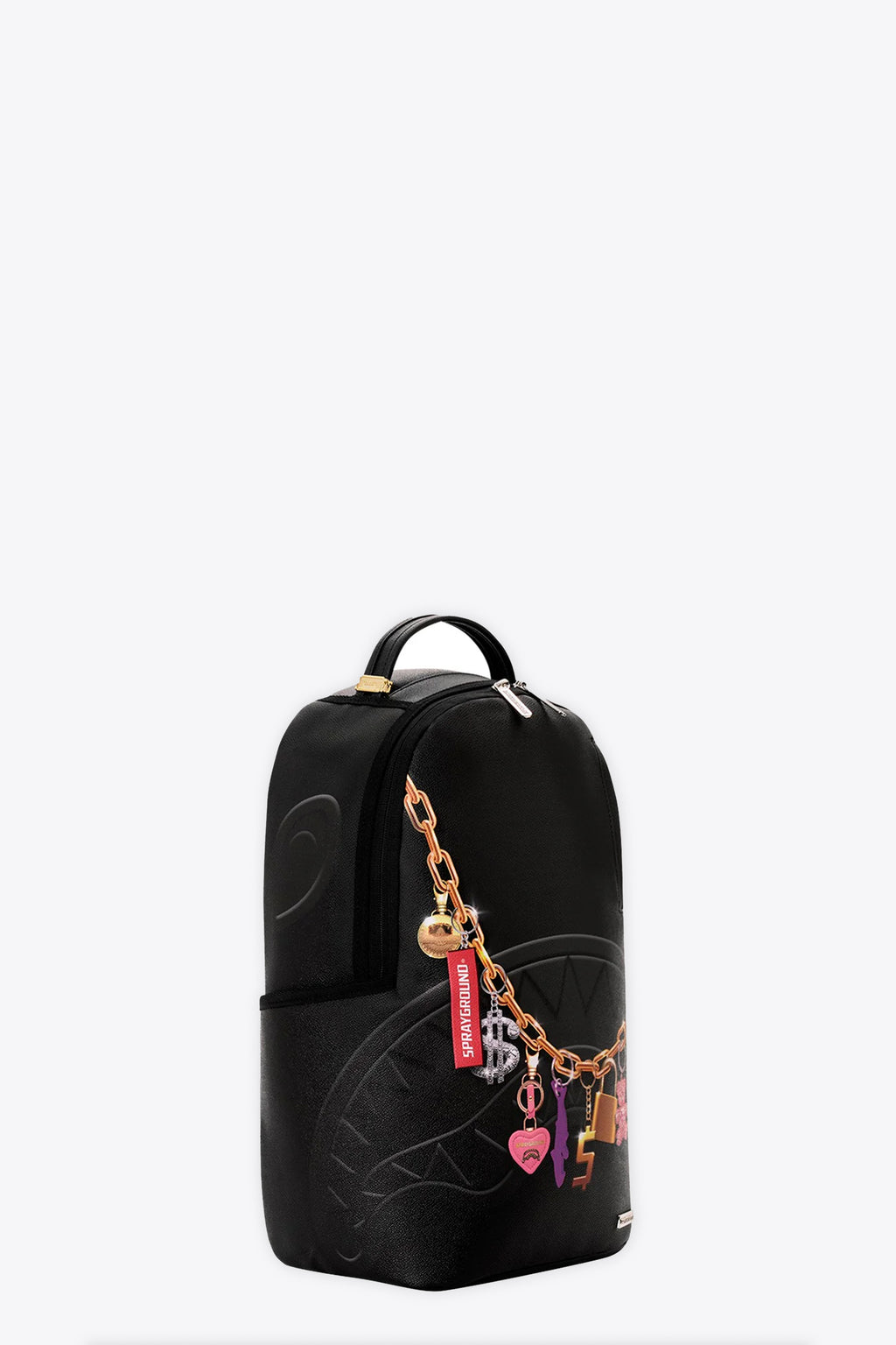 alt-image__Zaino-in-pvc-nero-con-pendenti-multicolor-stampati---Printed-Hanging-Stuff-Backpack