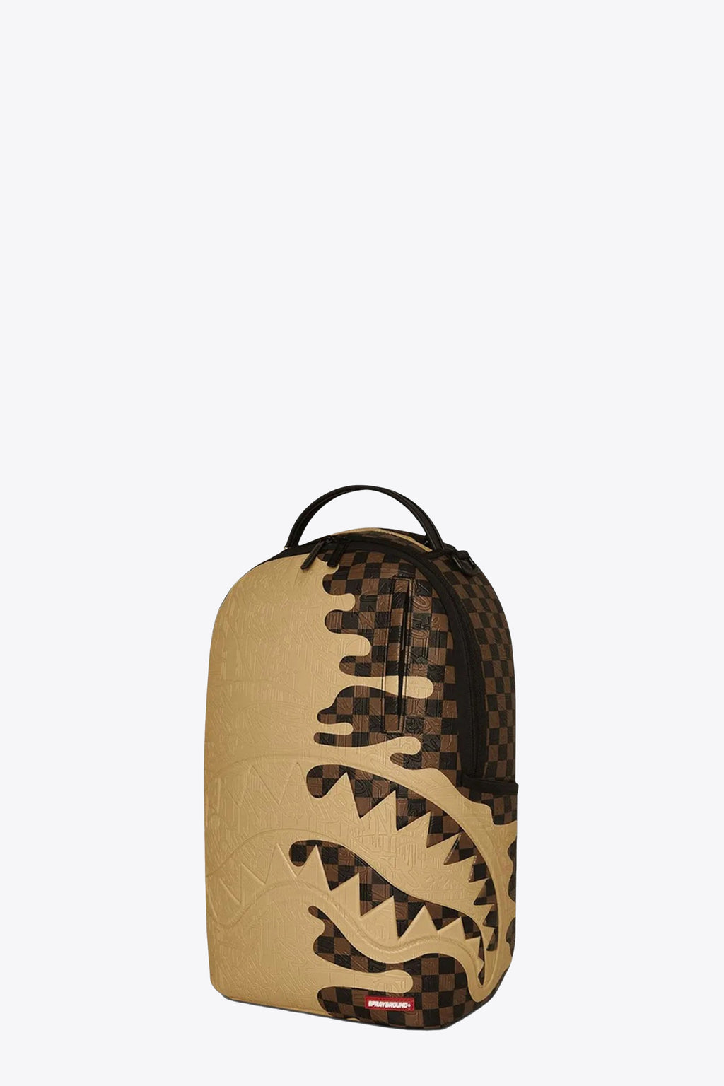 alt-image__Zaino-in-pvc-marrone-a-scacchi-con-effetto-colatura-beige---Henny-Melt-Backpack