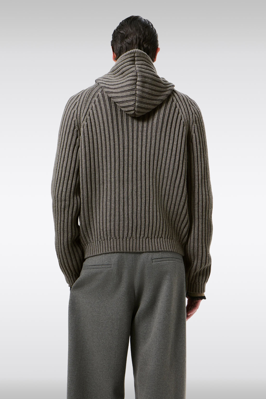 alt-image__Cardigan-in-lana-a-coste-verde-militare-con-cappuccio-e-zip---Level-Hood