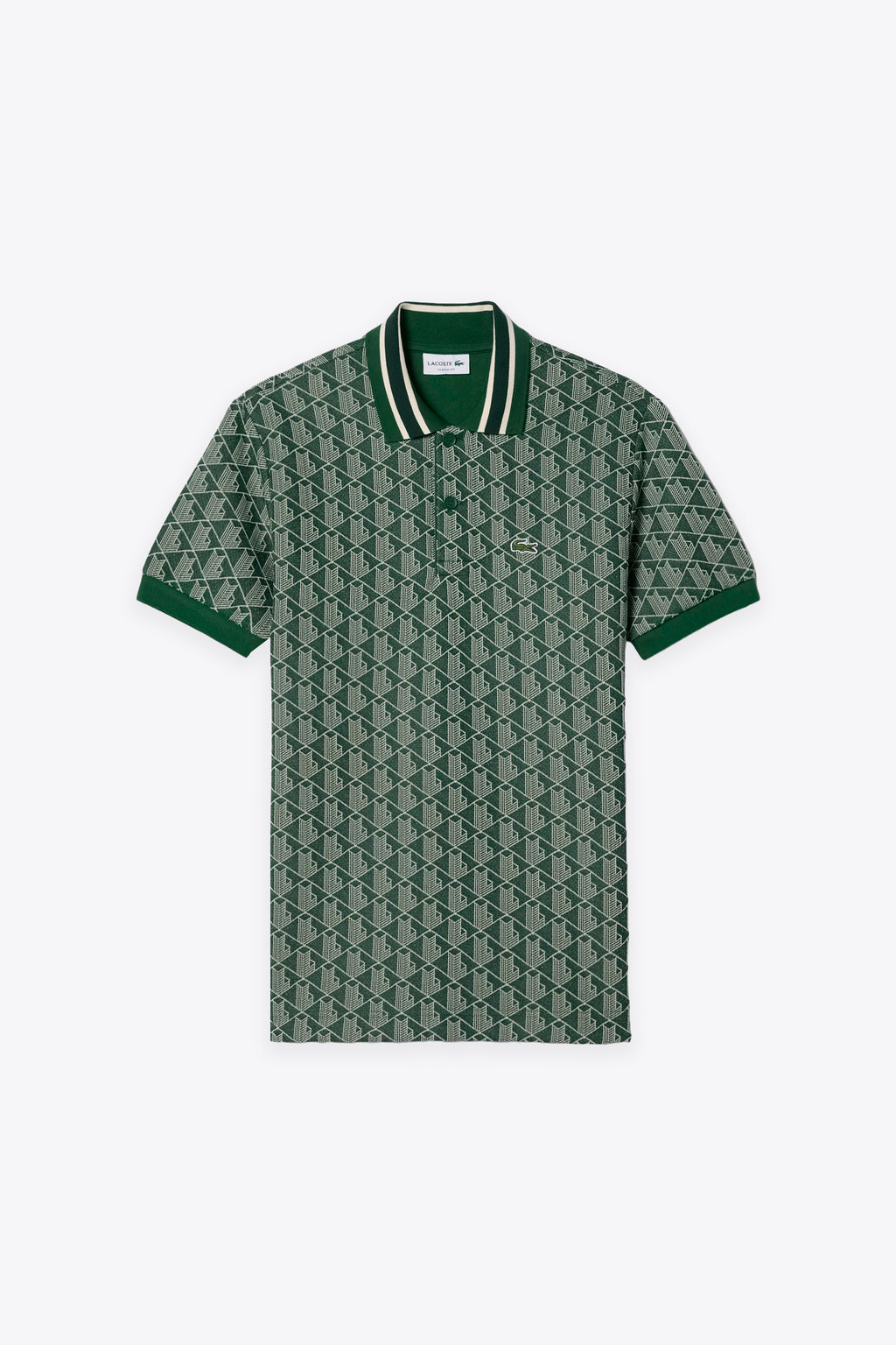 alt-image__Polo-verde-con-motivo-jacquard-monogram-con-maniche-corte