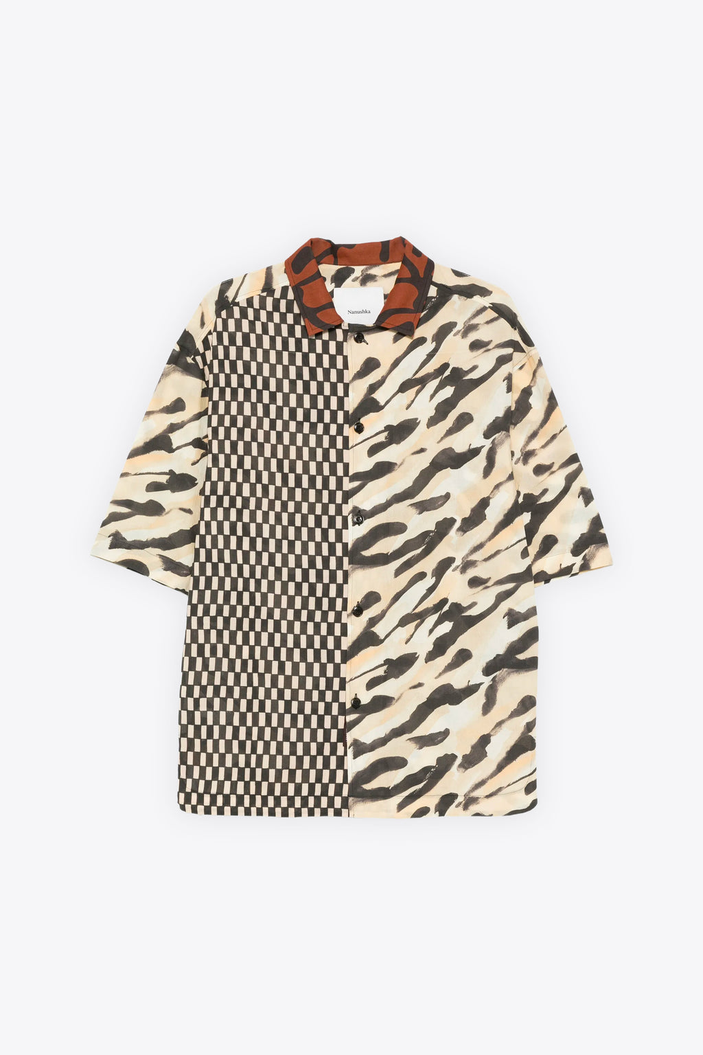 alt-image__Camicia-patchwork-con-maniche-corte-in-cotone-con-stampa-animalier---Anwell