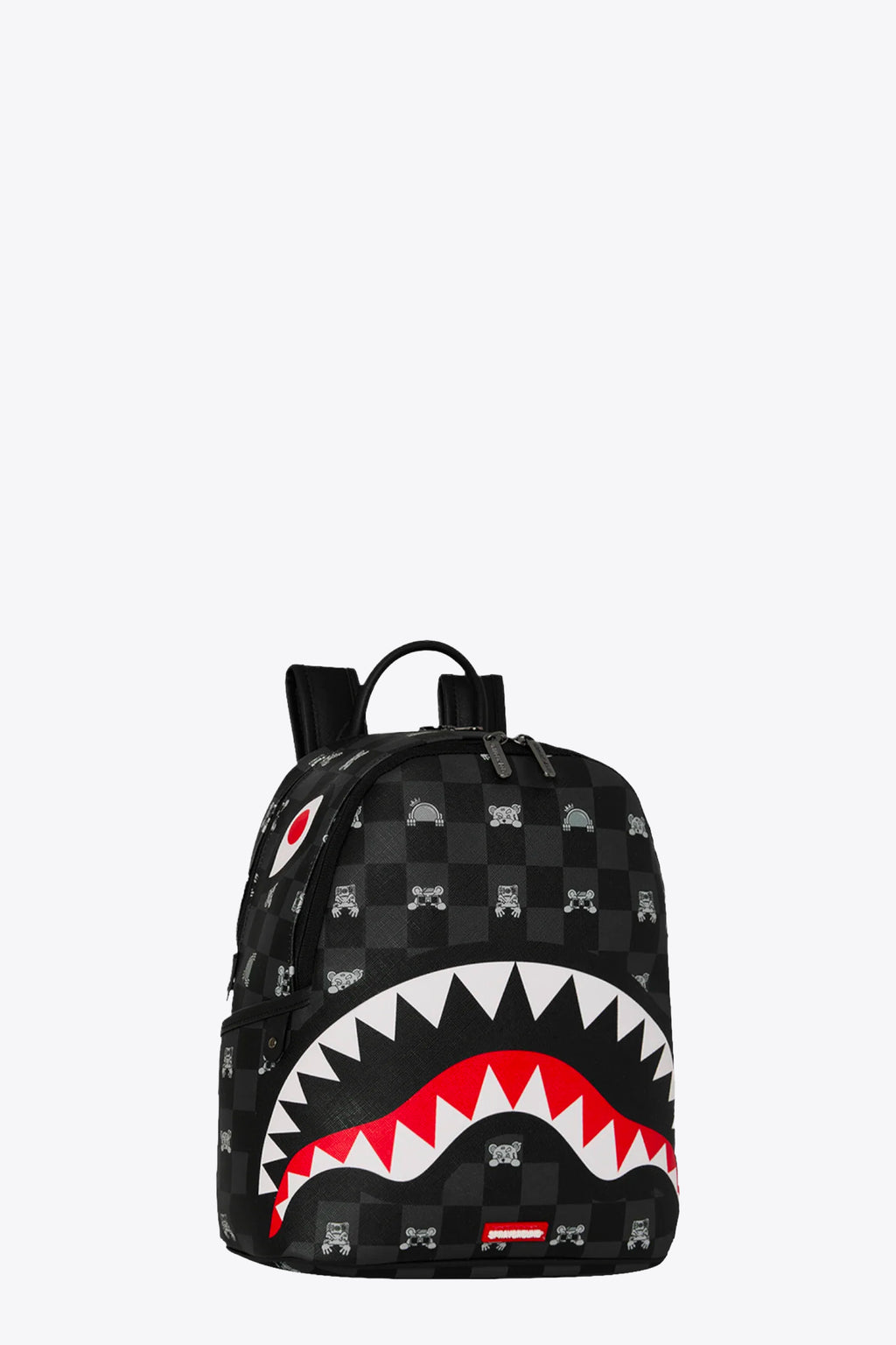 alt-image__Zaino-piccolo-in-pvc-a-scacchi-nero-con-stampa-decorativa---Peeking-Charcter-Check-Savage-Backpack