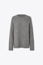 Grey brushed alpaca wool oversized sweater - Sajeanne Sweater 
