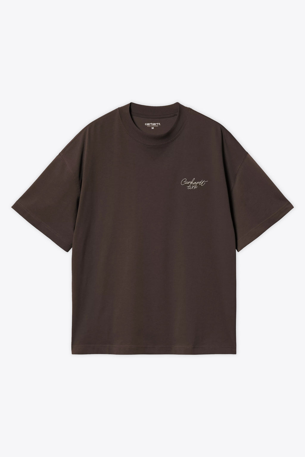 alt-image__T-shirt-marrone-in-cotone-con-logo-in-corsivo-ricamato-al-petto---S/S-Signature-Script-T-Shirt