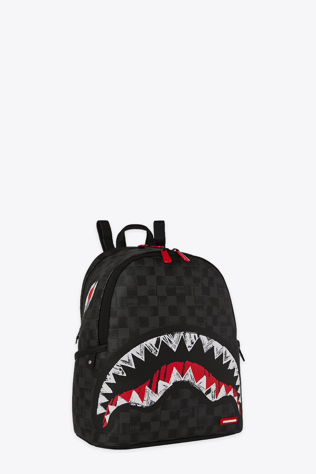 alt-image__Zaino-piccolo-in-pvc-a-scacchi-nero-con-bocca-shark---Scribble-Shark-Savage-Backpack
