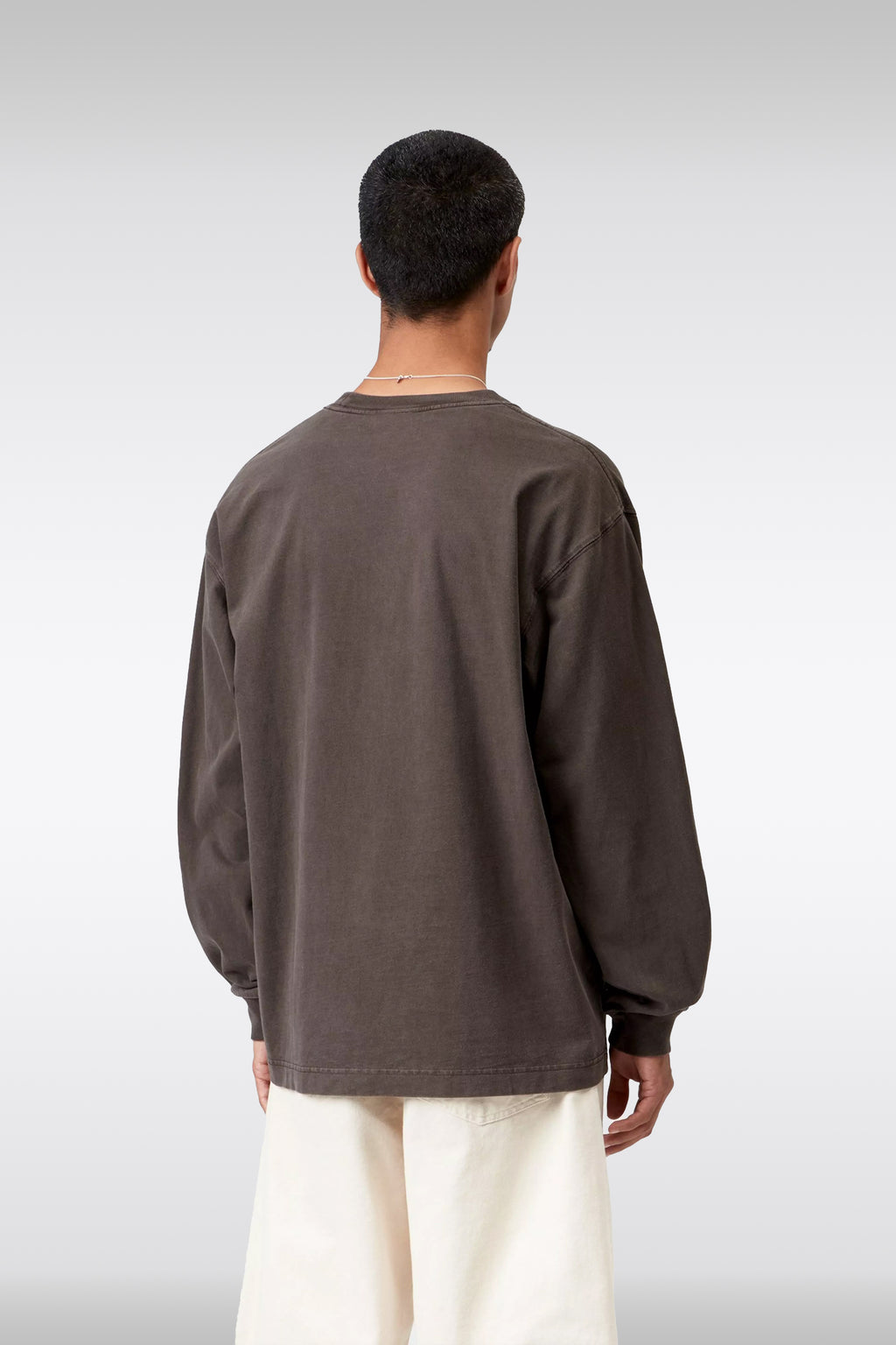 alt-image__T-shirt-manica-lunga-in-cotone-marrone-con-logo-al-petto---L/S-Vista-T-Shirt