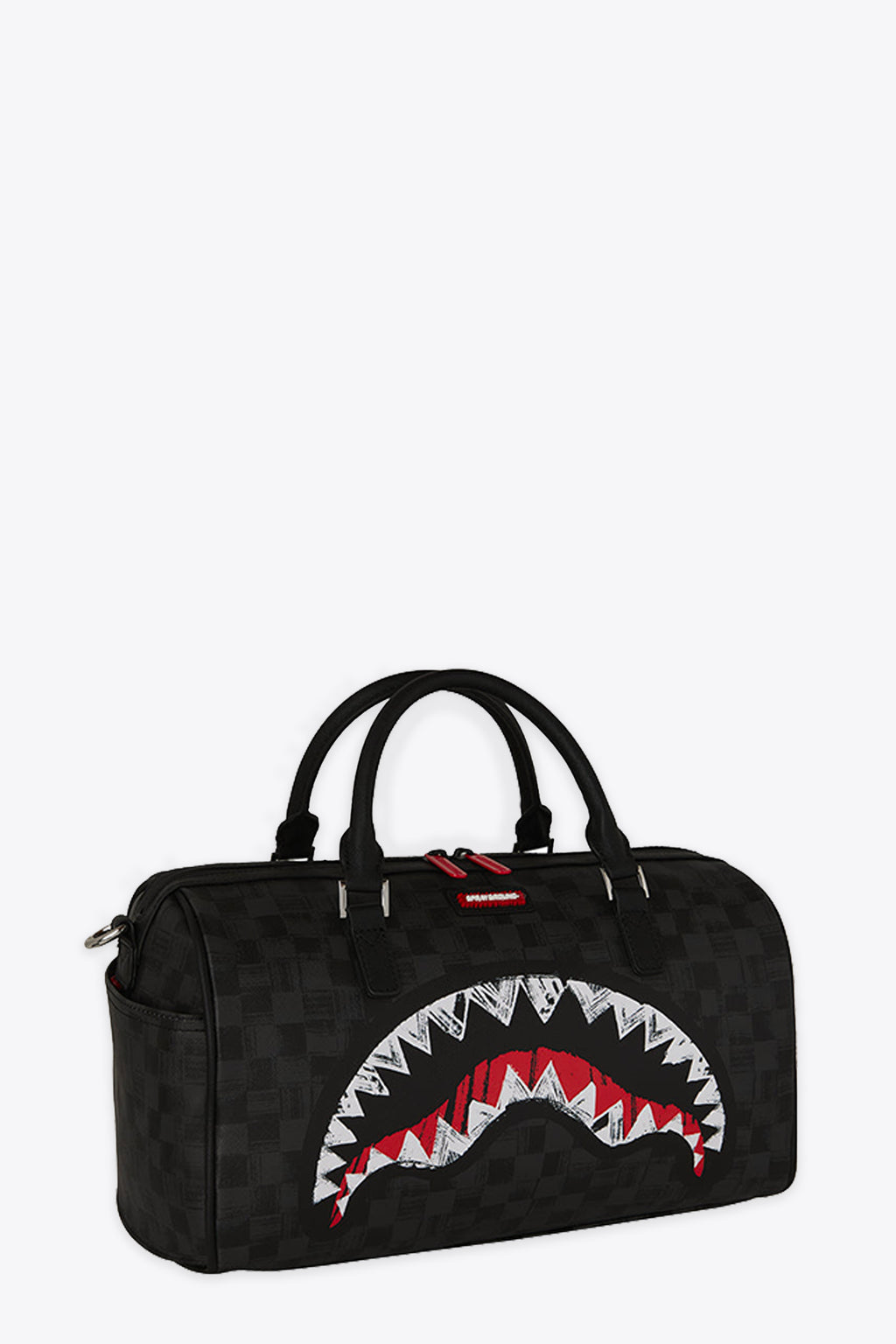 alt-image__Bauletto-in-pvc-nero-a-scacchi-con-bocca-shark---Scribble-Shark-Mini-Duffle