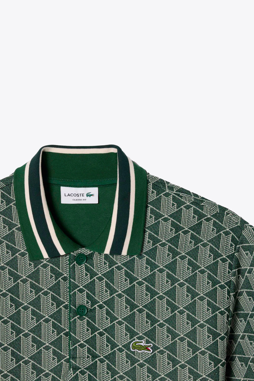 alt-image__Polo-verde-con-motivo-jacquard-monogram-con-maniche-corte