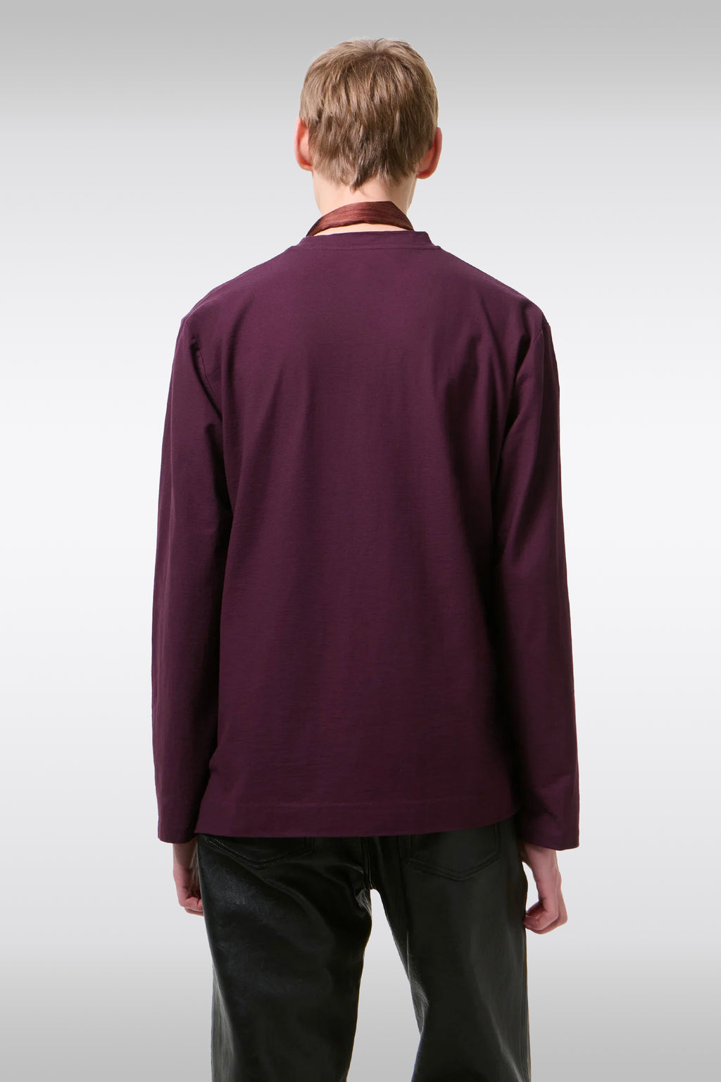alt-image__T-shirt-in-cotone-color-prugna-con-maniche-lunghe---Box-Longsleeve
