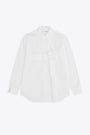Camicia bianca in cotone con drappeggio al petto 