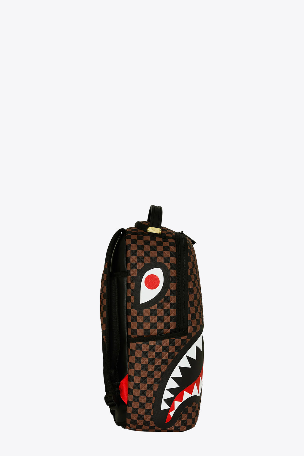 alt-image__Brown-and-black-3D-check-pvc-backpack-with-shark-mouth-signature---Shark-in-Paris-Pyramid-Backpack