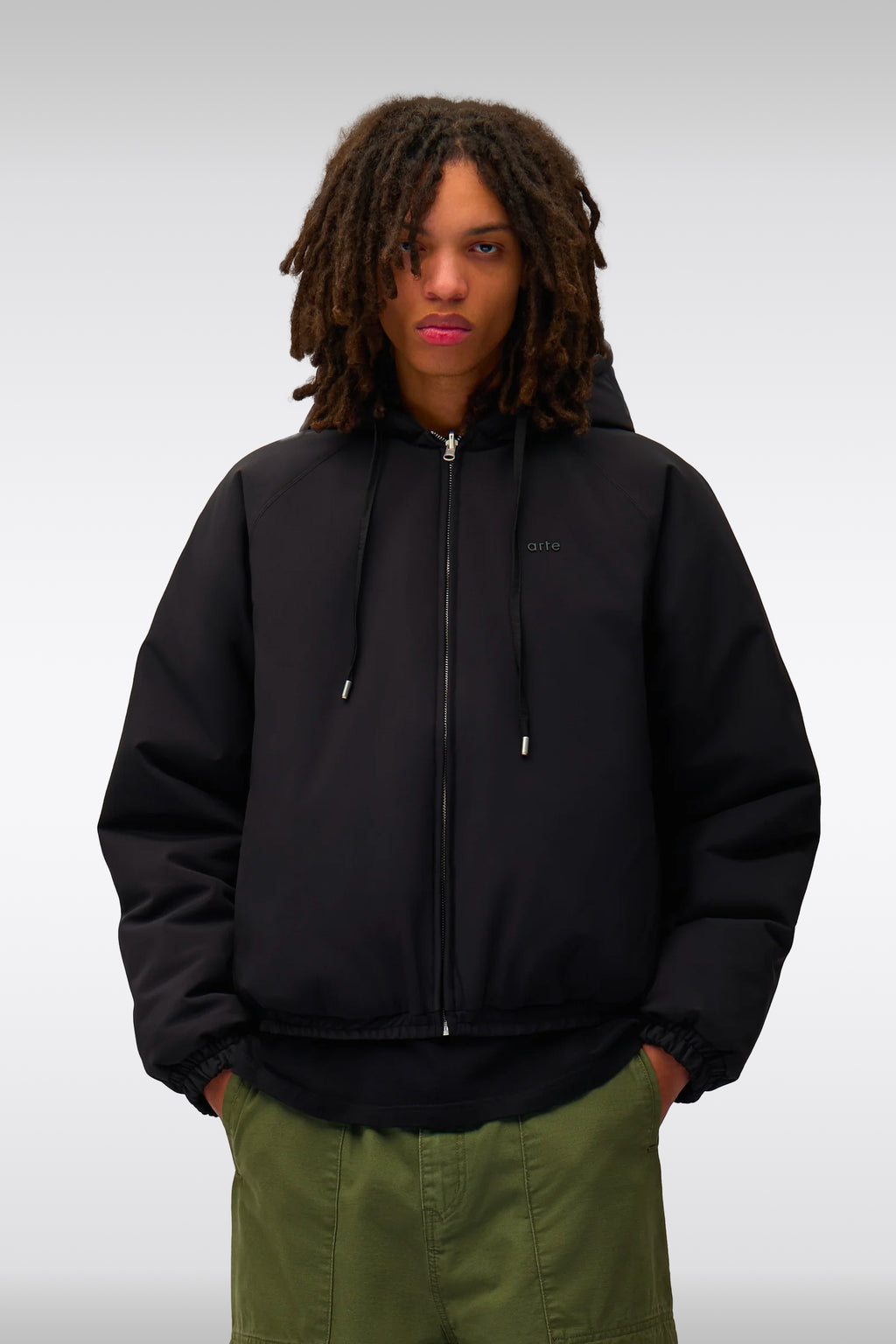 alt-image__Bomber-reversibile-nero-in-nylon-con-cappuccio---Nylon-Reversible-Jacket