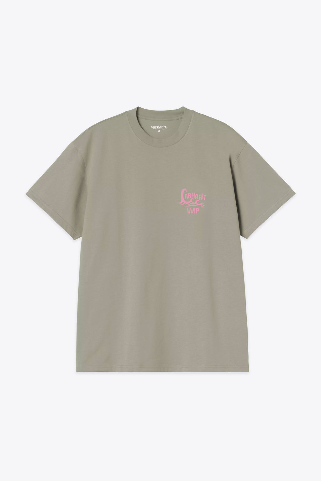 alt-image__T-shirt-in-cotone-verde-salvia-con-stampa-grafica-rosa---S/S-Waves-T-Shirt
