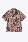 Pink cotton shirt with floral print - S/S Woodblock Shirt 