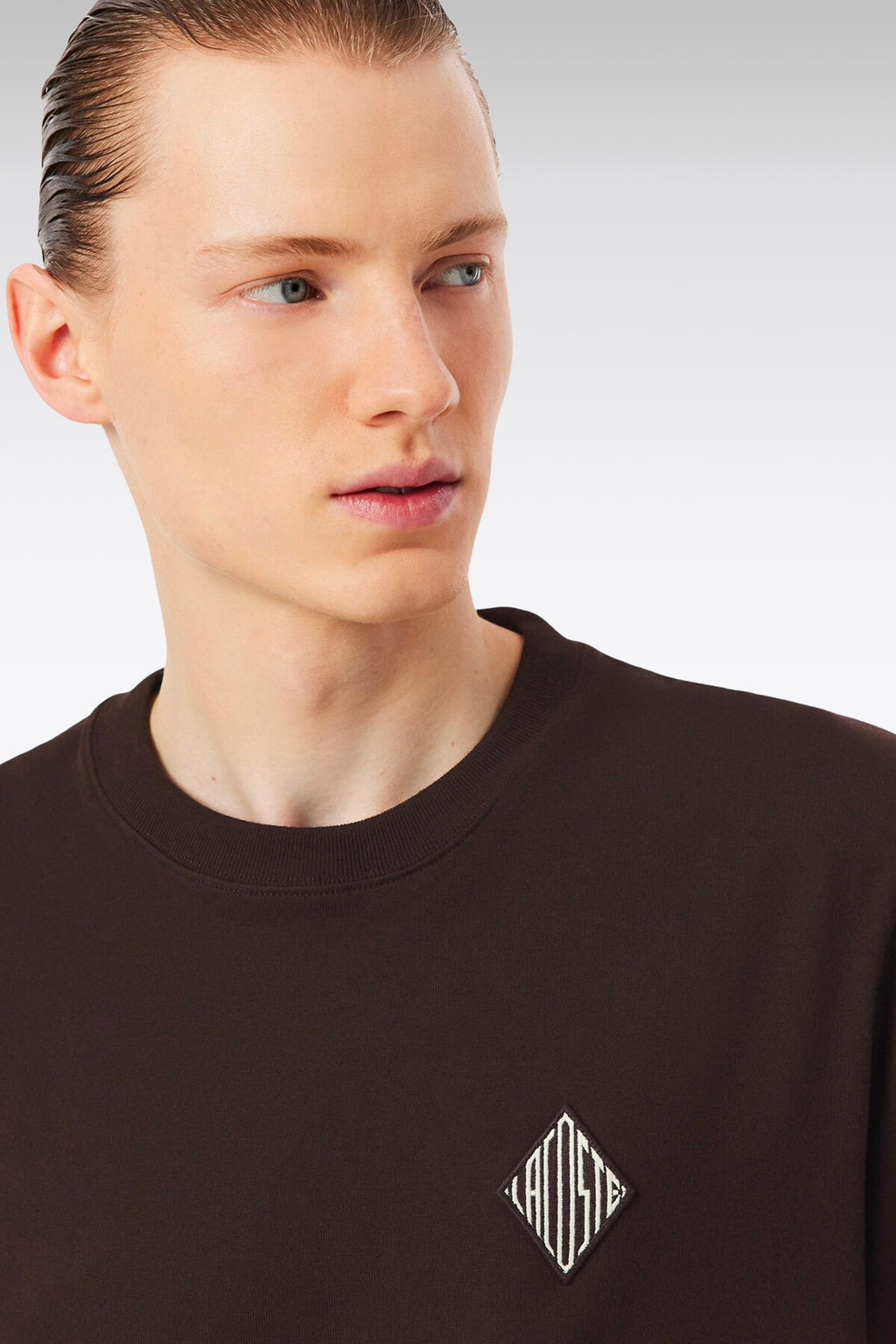 alt-image__Brown-cotton-t-shirt-with-chest-logo-patch