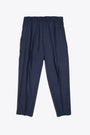 Blue wool tailored pant with elastic waistband - Savoys 