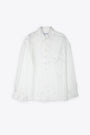 Camicia bianca gessata in lurex - Slit Shirt 