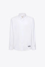 Camicia bianca in cotone con logo ricamato al fondo - Handwriting Casual BD Shirt 