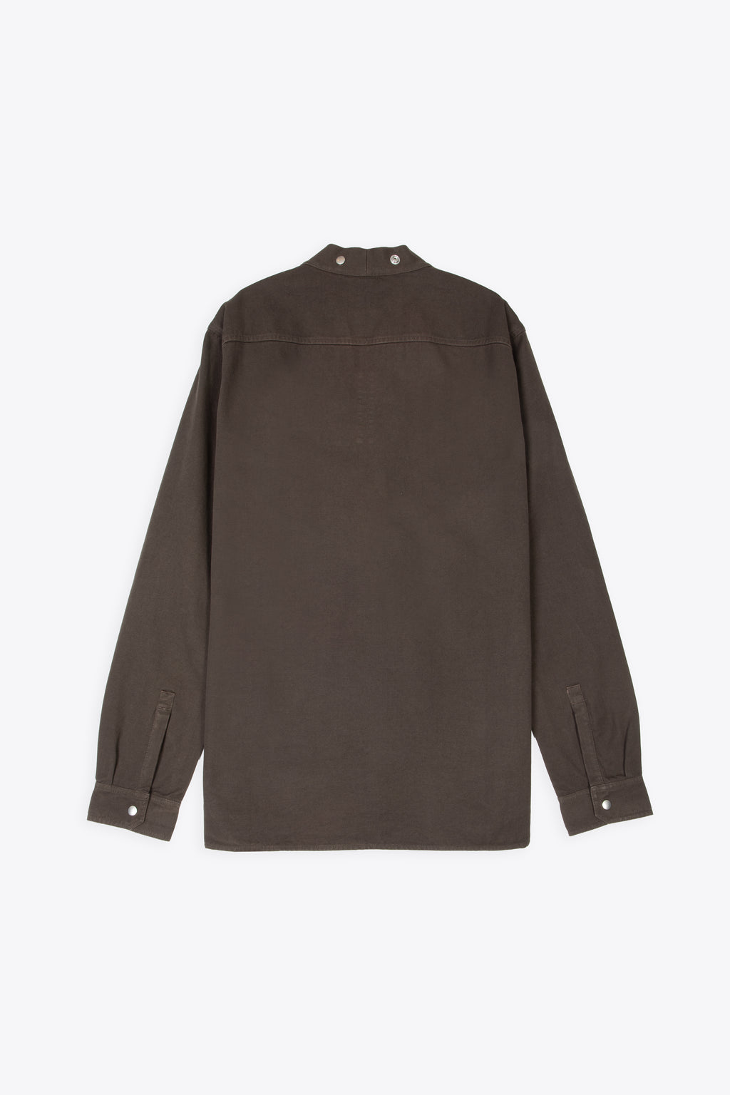 alt-image__Camicia-in-canvas-marrone-con-scollo-a-V-e-bottoni-automatici-in-metallo---Larry-Shirt