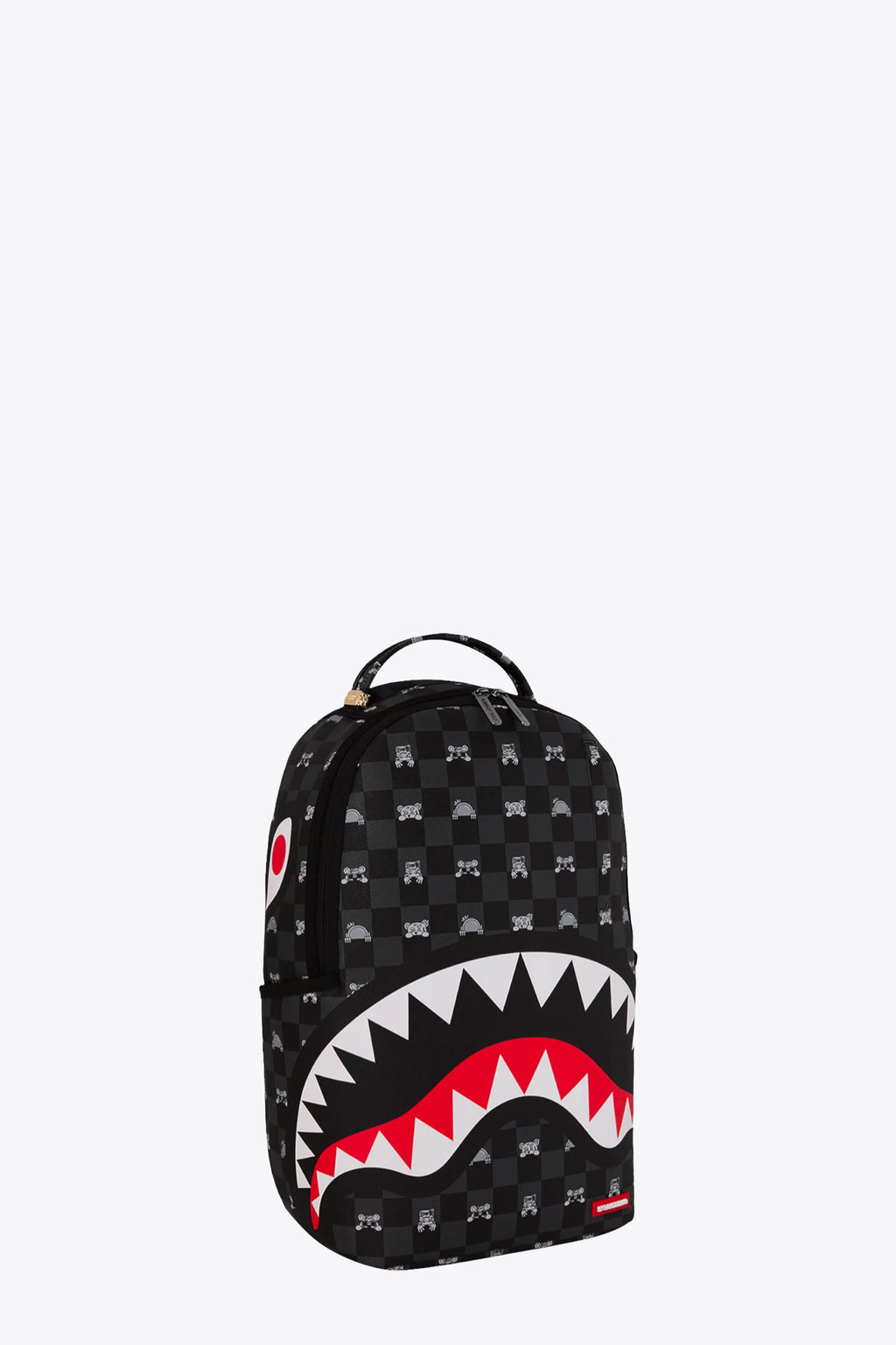 alt-image__Zaino-in-pvc-nero-a-scacchi-con-stampa-grafica---Peeking-Character-Check-Backpack