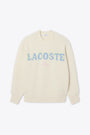 Off white wool sweater with multicolour jacquard logo 