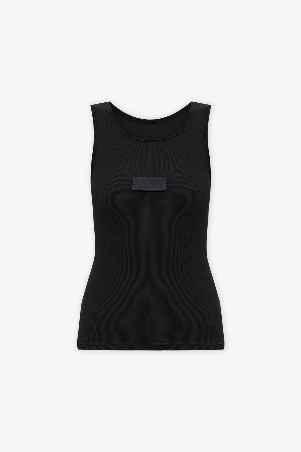 alt-image__Canotta-nera-in-cotone-a-coste-con-etichetta-e-logo-numerico
