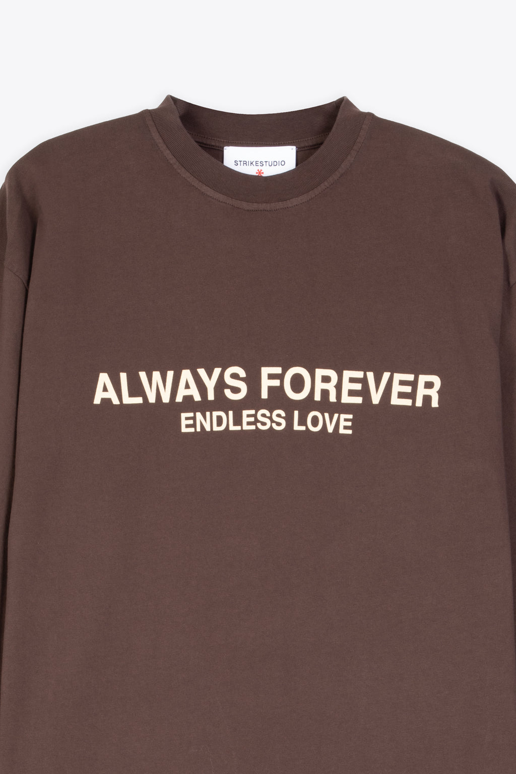 alt-image__T-shirt-boxy-fit-in-cotone-marrone-con-maniche-lunghe-e-stampa-al-petto---Always-Forever-Long-Sleeve-Tee