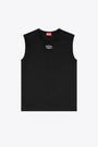 T-shirt nera smanicata in cotone con logo Oval D al petto - T Bisco Od 