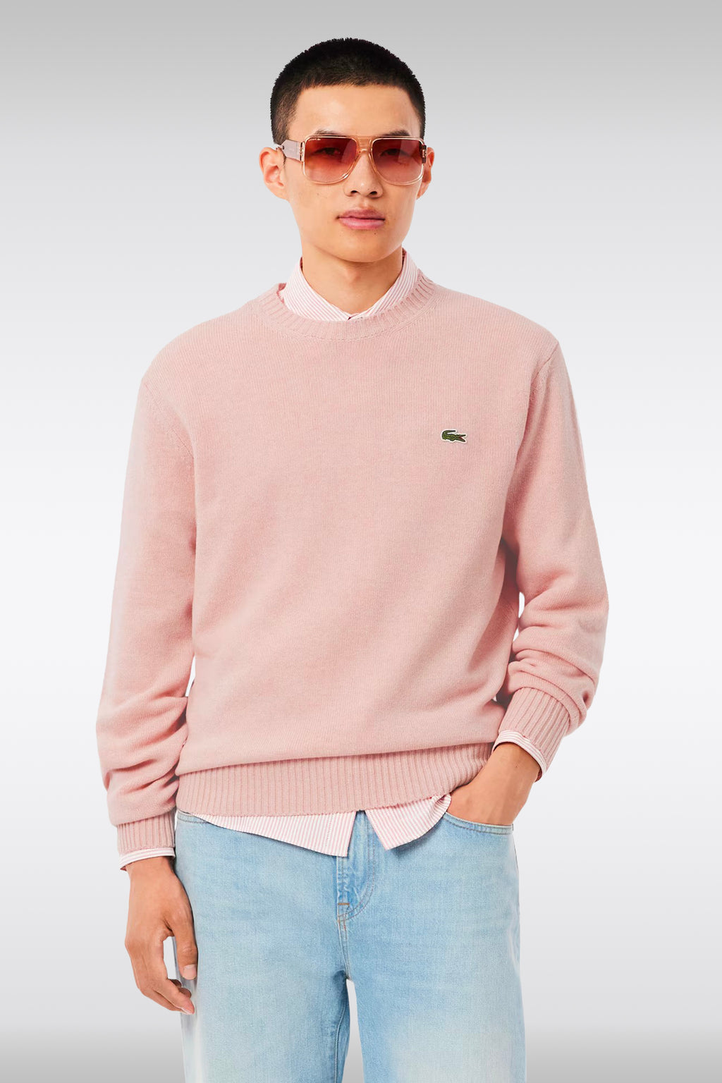 alt-image__Pink-carded-wool-sweater-with-chest-logo