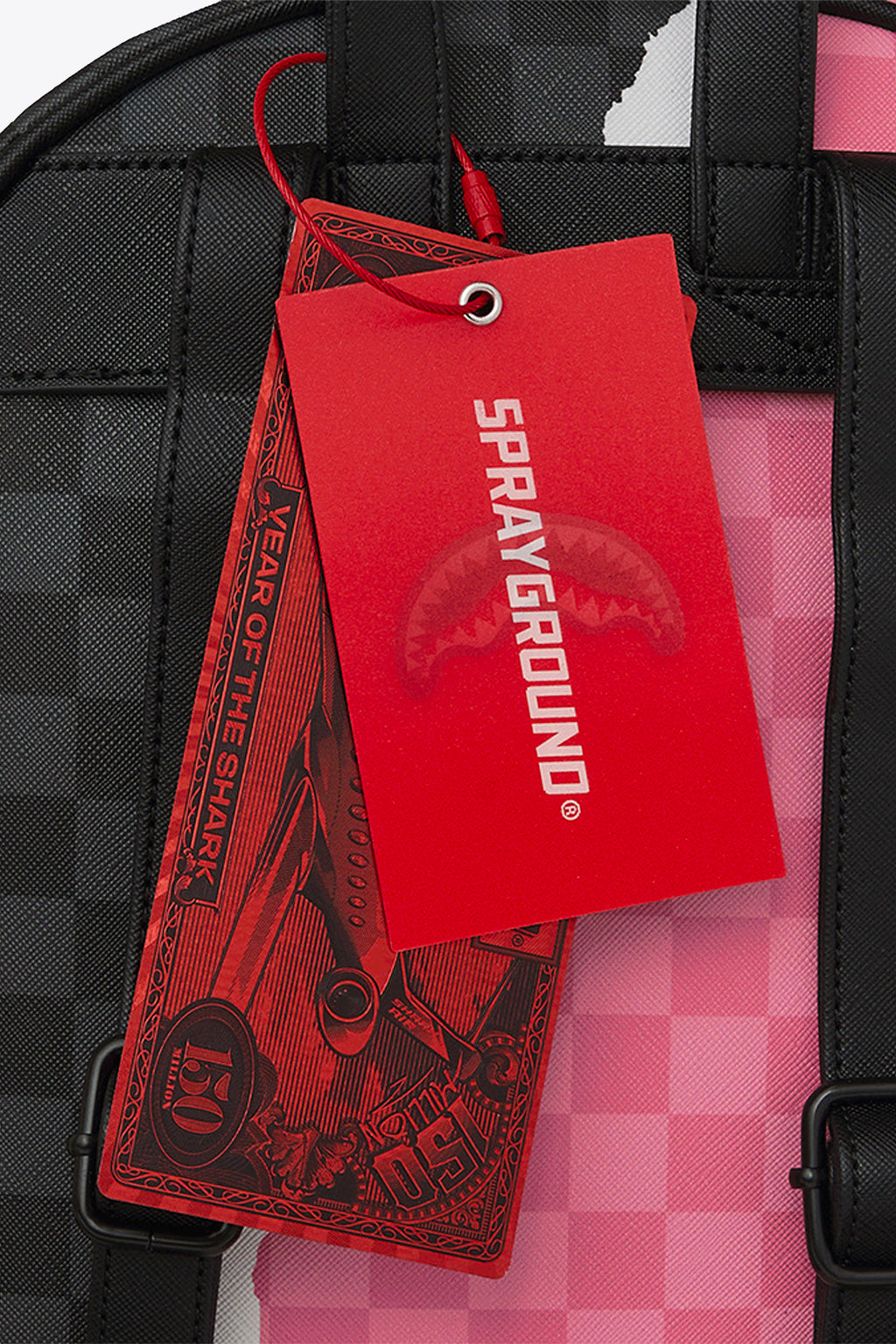 alt-image__Zaino-piccolo-in-pvc-a-scacchi-nero-e-rosa-con-bocca-shark---Pink-And-Black-Tear-Sip-Savage-Backpack