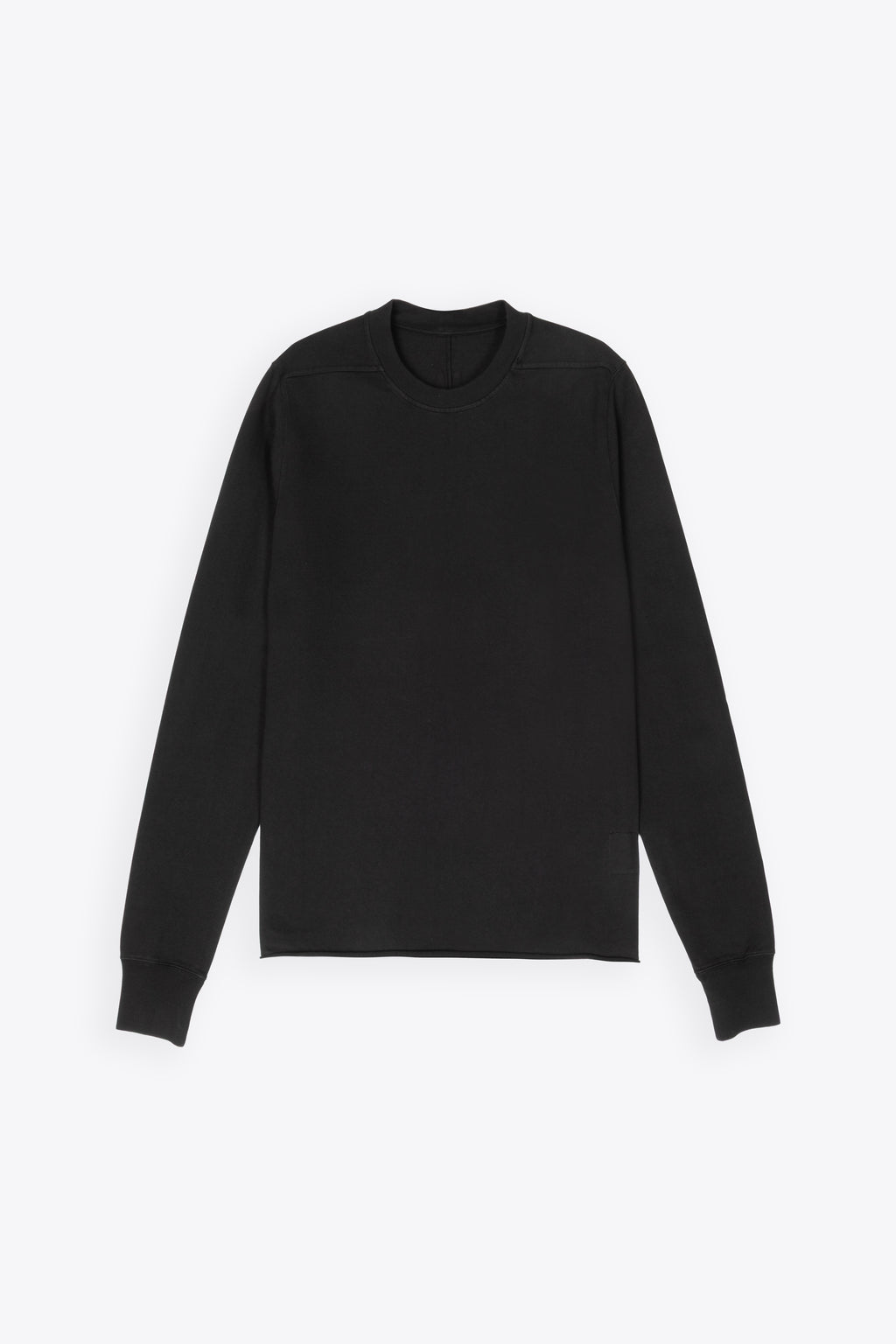 alt-image__Felpa-nera-leggera-in-cotone-con-fondo-a-taglio-vivo---Crewneck-Sweat