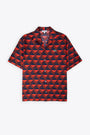Camicia con maniche corte con stampa geometrica rosso/blu 