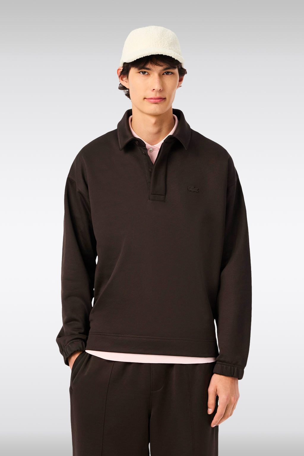 alt-image__Felpa-in-cotone-marrone-con-collo-a-polo