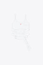 White ribbed cotton tank top with criss-cross waist detail - T Leya Tail 