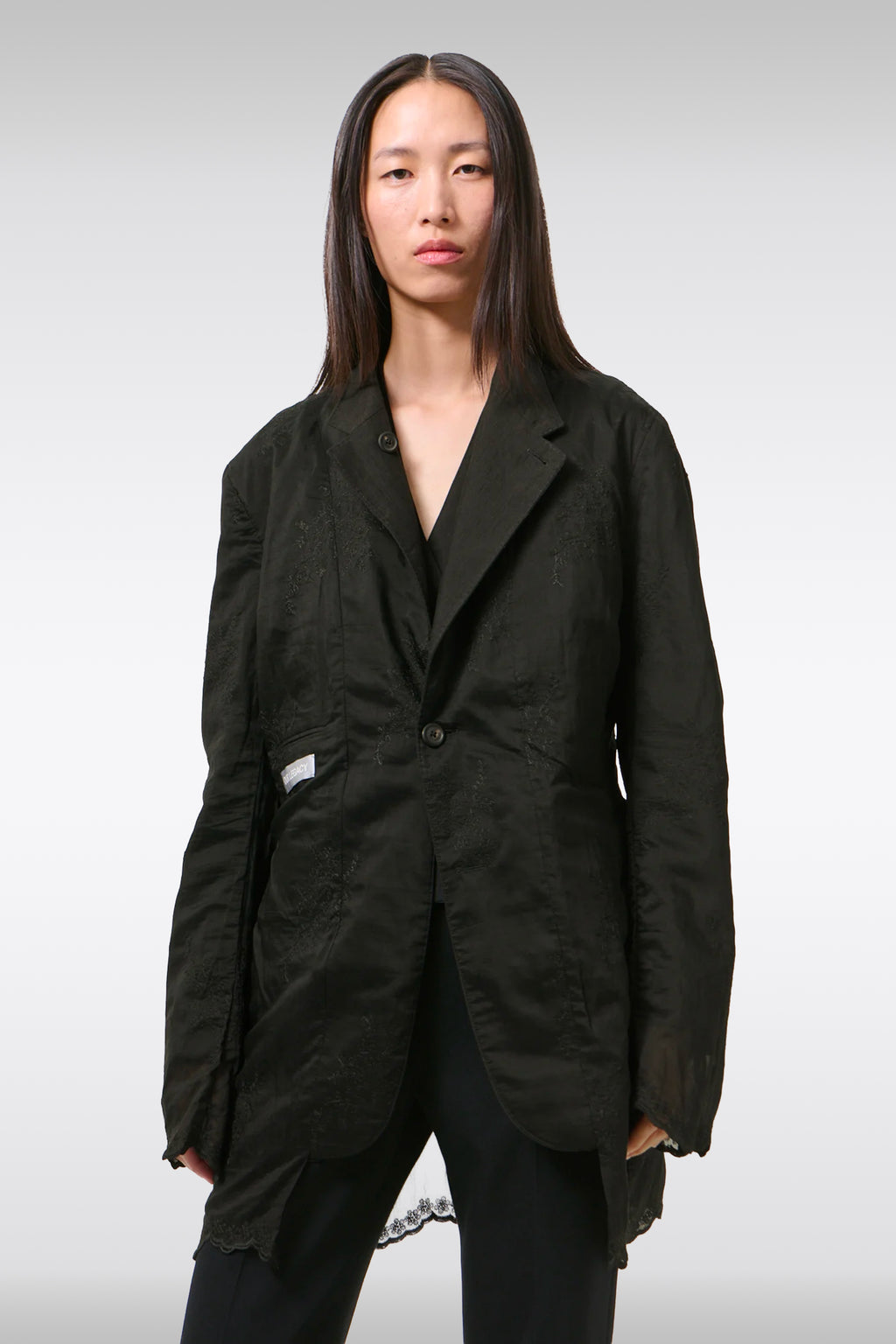 alt-image__Blazer-reversibile-in-misto-lino-nero-con-fodera-ricamata-a-vista----Reversible-Drip-Blazer