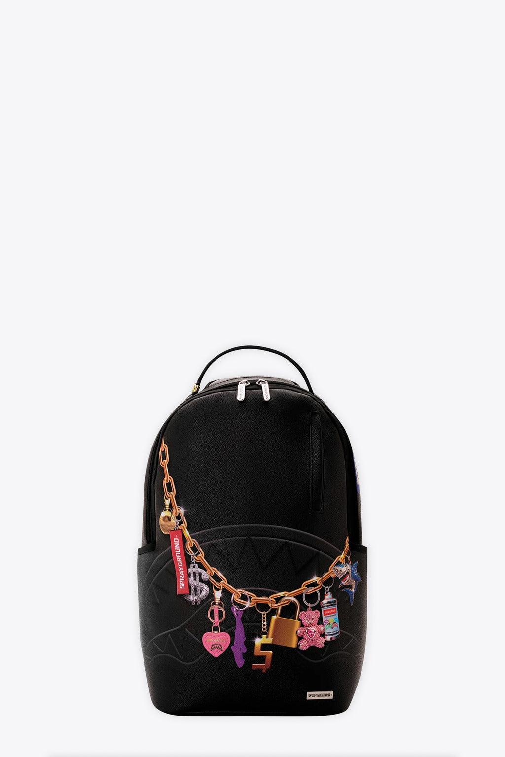 alt-image__Zaino-in-pvc-nero-con-pendenti-multicolor-stampati---Printed-Hanging-Stuff-Backpack