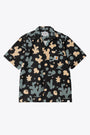 Black cotton bowling shirt with cactus print - S/S Opus Shirt 