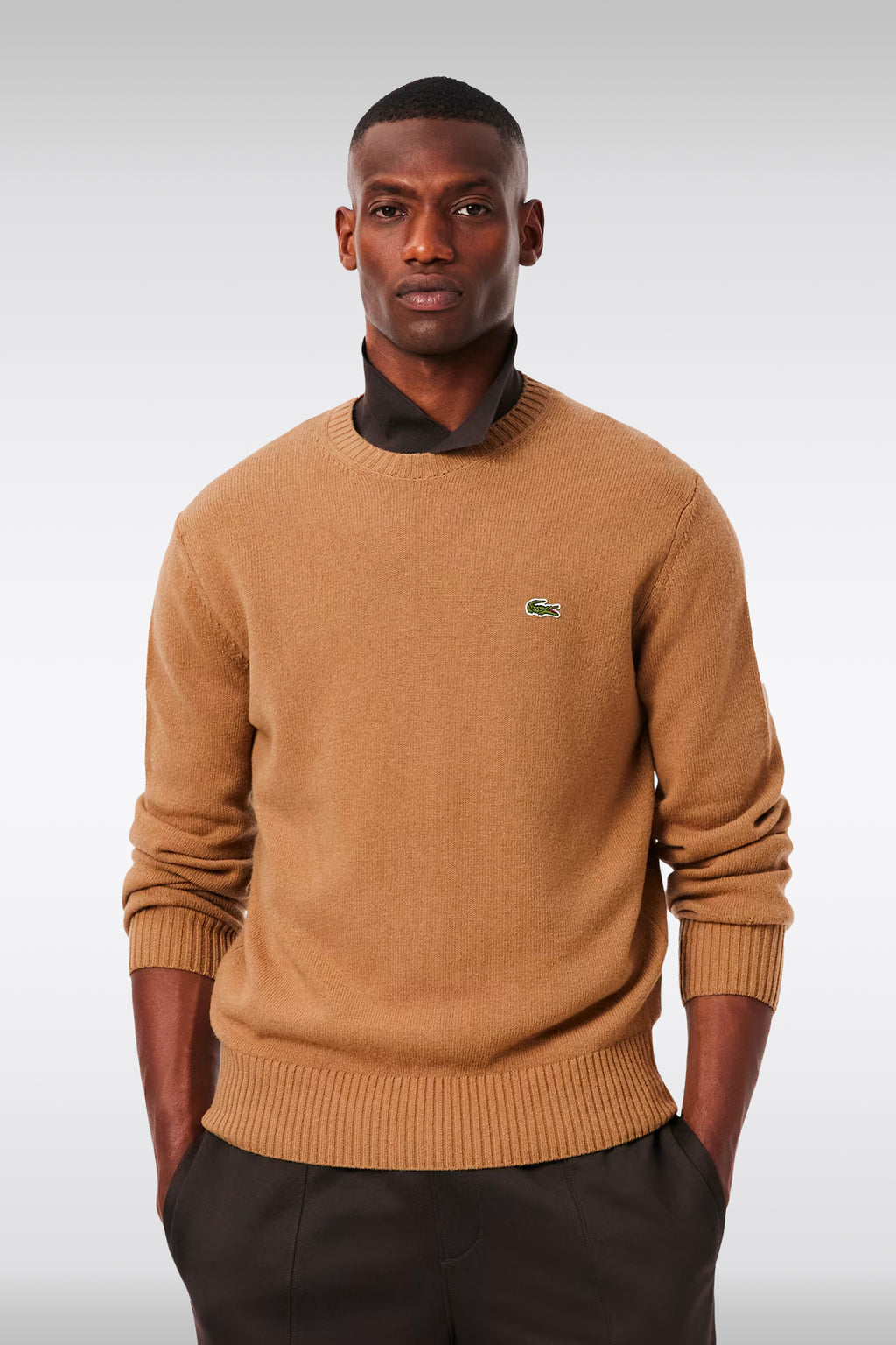 alt-image__Camel-brown-carded-wool-sweater-with-chest-logo