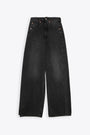 Black denim baggy pant with side panel detail 