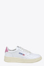 White leather low sneaker with pink tab - Medalist 